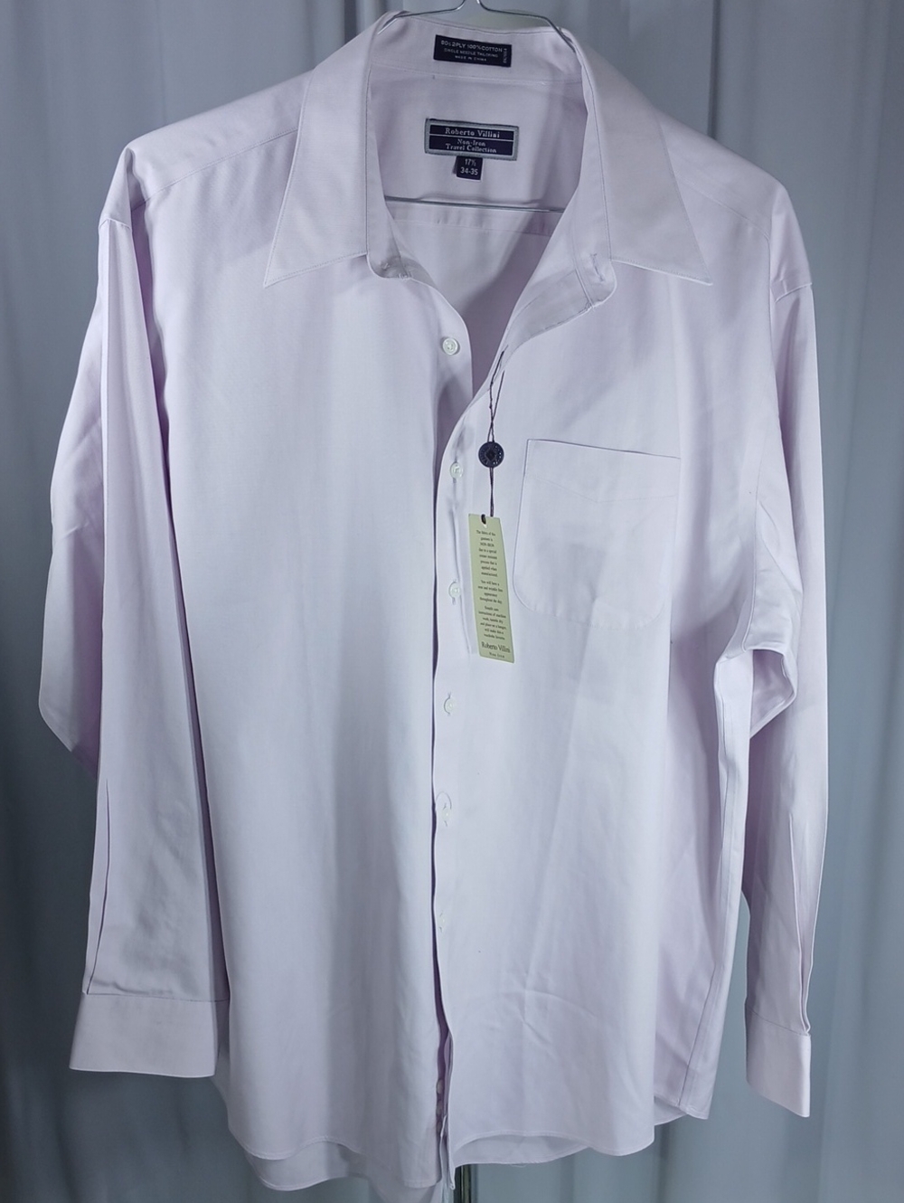 Roberto Villini NEW Light Purple Long Sleeve cotton Dress Shirt